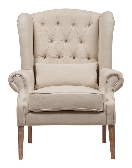 Кресло Wing Back Armchair Белый Лен Кресло Wing Back Armchair Белый Лен