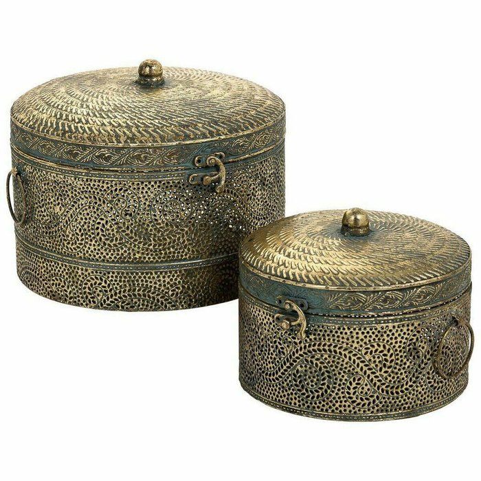 Набор шкатулок Позолоченный Железо 24 x 25 x 19 cm 18,5 x 18,5 x 15 cm 2 Предметы