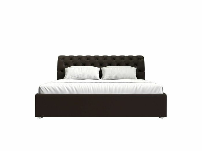 Кровать Сицилия 160х200 коричневого цвета с подъемным механизмом (экокожа) - купить Кровати для спальни по цене 86999.0