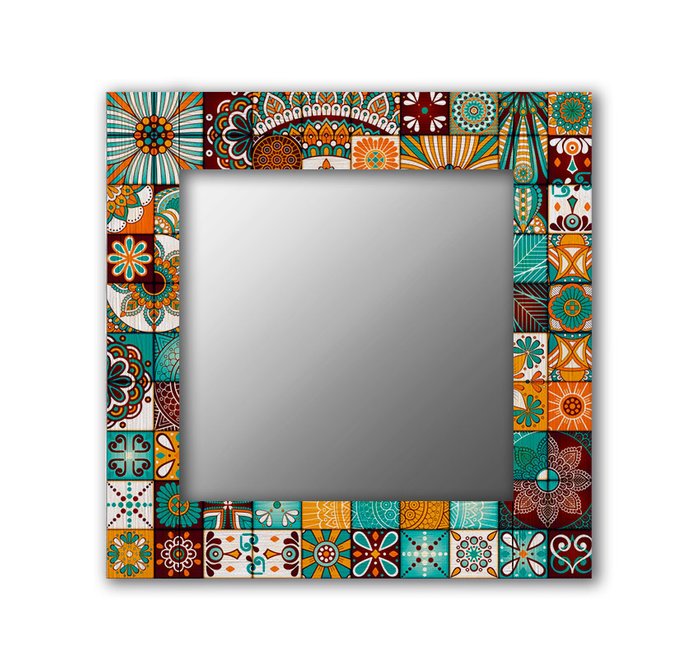 Настенное зеркало Мозаика 50х65 голубого цвета - купить Настенные зеркала по цене 13190.0