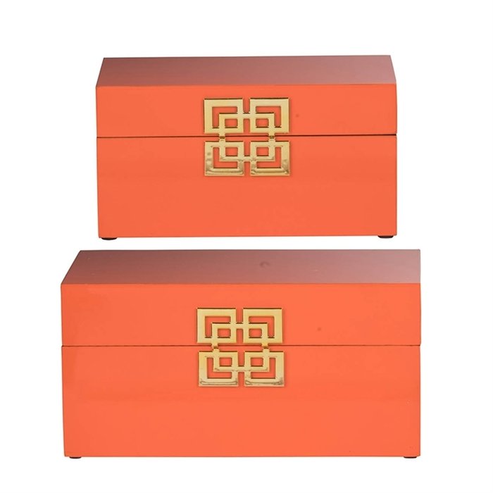Набор из двух декоративных шкатулок оранжевого цвета - лучшие Шкатулки в INMYROOM