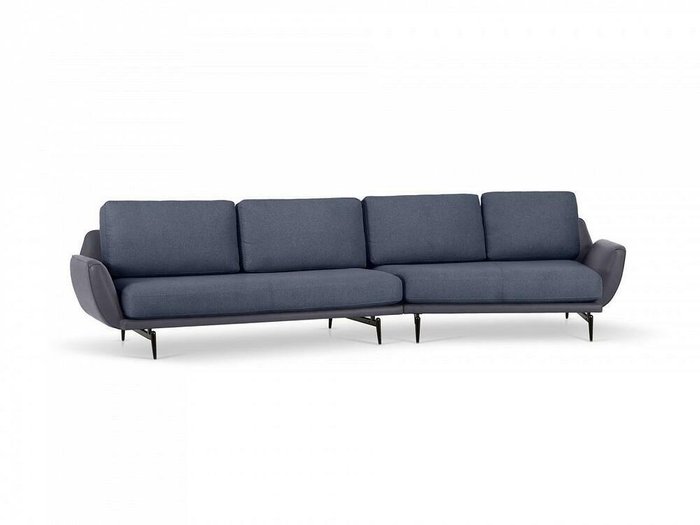 Угловой диван правый Ispani сине-серого цвета - лучшие Угловые диваны в INMYROOM