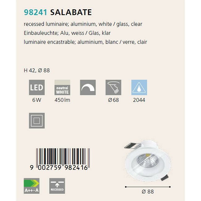 Светильник точечный Salabate белого цвета - лучшие Встраиваемые споты в INMYROOM