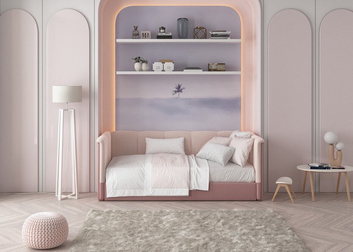 Кровать-диван Bowl 90х200 розового цвета - лучшие Одноярусные кроватки в INMYROOM
