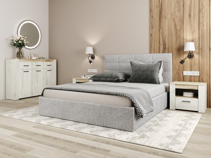 Кровать с подъемным механизмом Соната 140х200 серого цвета - лучшие Кровати для спальни в INMYROOM