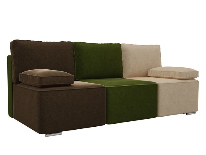 Прямой диван-кровать Радуга коричнево-бежево-зеленого цвета