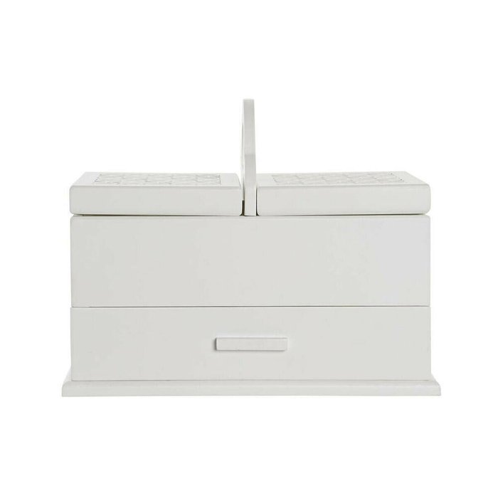 Шкатулка Стеклянный Белый Слоновая кость Деревянный MDF 30 x 17 x 24 cm