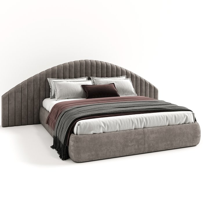 Кровать Letto argento 160х200 светло-серого цвета с мягкими панелями и подъемным механизмом  - купить Кровати для спальни по цене 127900.0