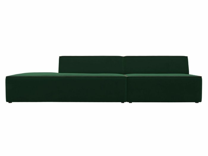 Прямой модульный диван Монс Модерн зеленого цвета с коричневым кантом левый - купить Прямые диваны по цене 51999.0