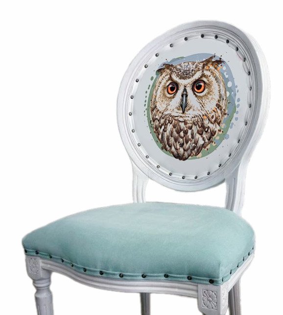 Стул Мудрая сова бело-голубого цвета - купить Обеденные стулья по цене 22400.0