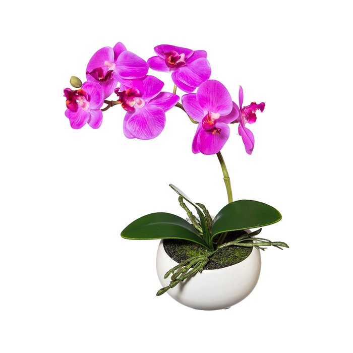 Искусственный цветок Phalaenopsis в круглой вазе 