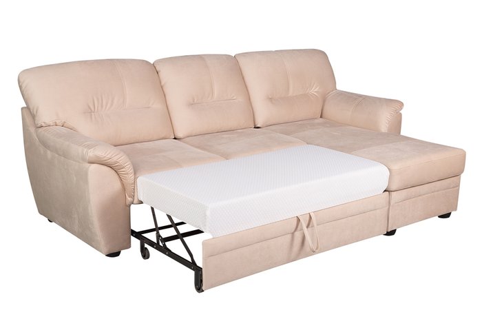 Угловой диван-кровать Атлантик с канапе Tudor Caramel бежевого цвета - лучшие Угловые диваны в INMYROOM