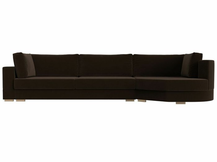 Угловой диван-кровать Лига 026 коричневого цвета правый угол - купить Угловые диваны по цене 85999.0