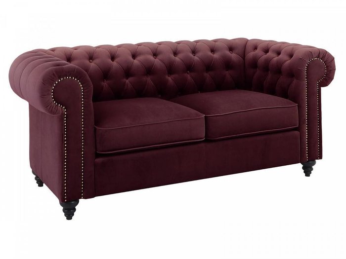 Диван Chester Classic бордово-фиолетового цвета с черными ножками - купить Прямые диваны по цене 86940.0