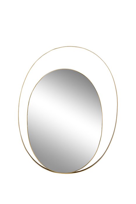 Настенное зеркало с металлической рамой золотого цвета