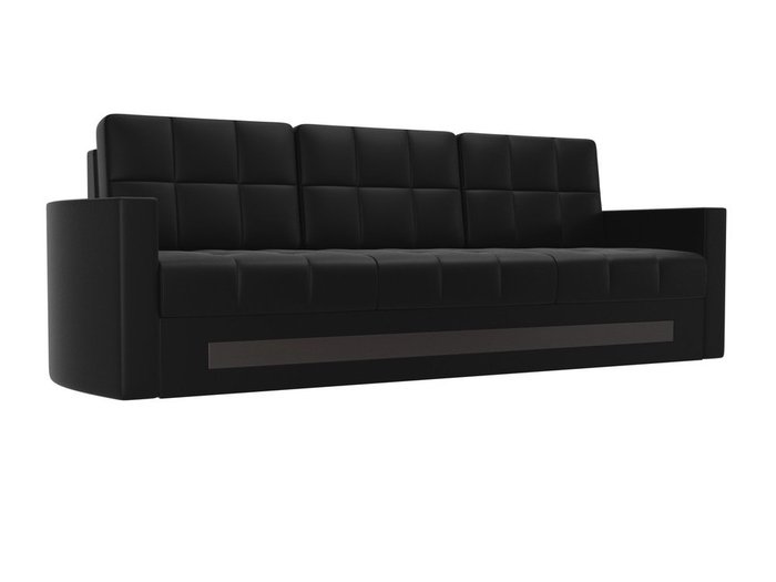 Прямой диван-кровать Белла черного цвета (экокожа)