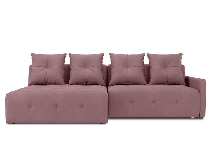Угловой диван-кровать левый Bronks темно-розового цвета