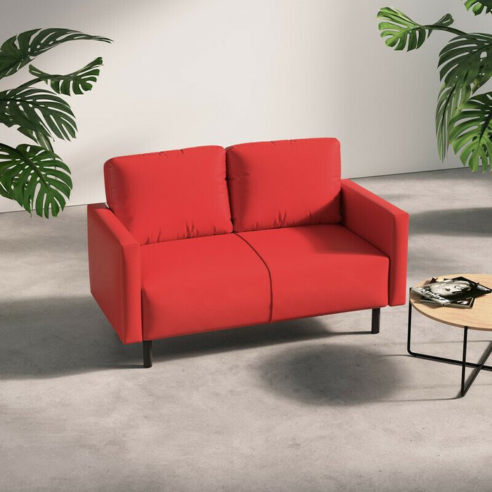 Диван Сканди красного цвета (экокожа) - лучшие Прямые диваны в INMYROOM