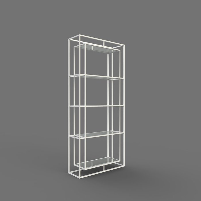 Стеллаж "Gustav" белый с прозрачным стеклом (2000х900х300)