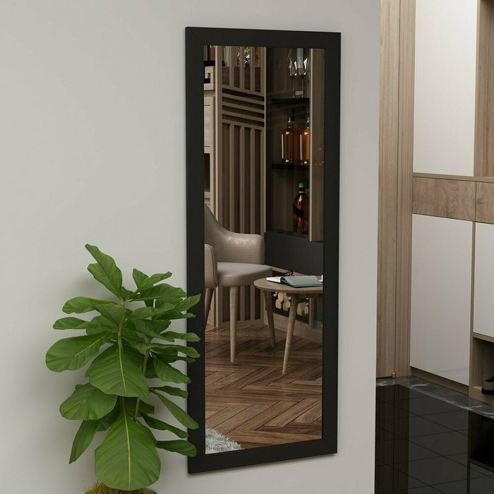 Настенное зеркало 40х105 в раме черного цвета - купить Настенные зеркала по цене 19502.0