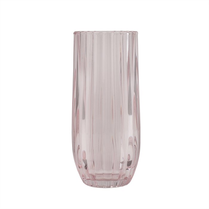 Декоративная ваза из рельефного стекла пудрового цвета