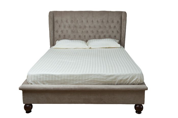 Кровать с изголовьем бежевая 160x200 см