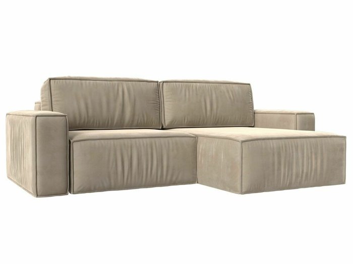 Угловой диван-кровать Прага классик бежевого цвета правый угол