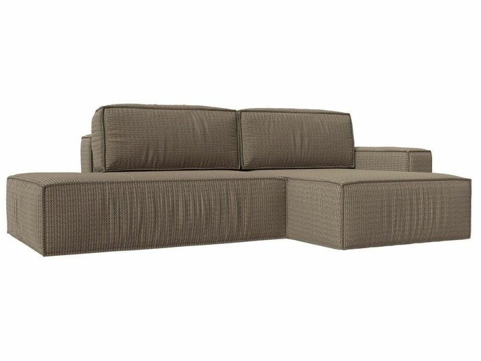 Угловой диван-кровать Прага модерн бежево-коричневого цвета правый угол
