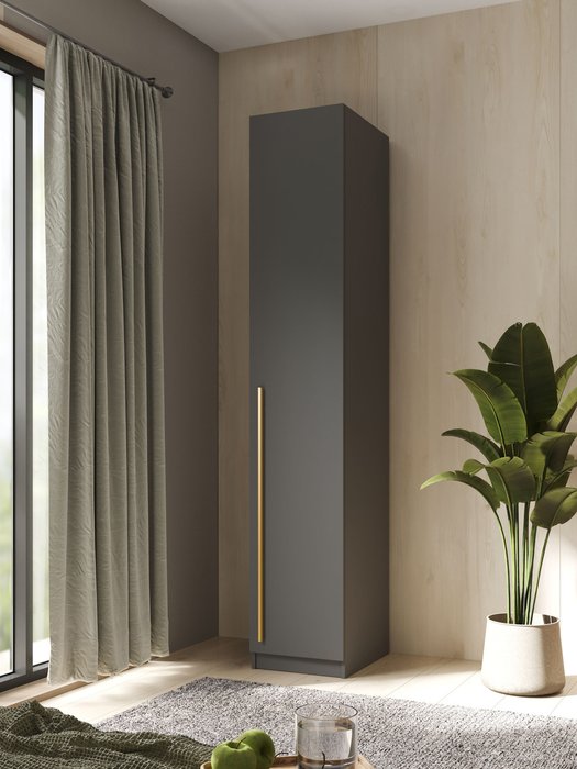 Шкаф-пенал София темно-серого цвета - лучшие Шкафы распашные в INMYROOM Шкаф-пенал София темно-серого цвета - лучшие Шкафы распашные в INMYROOM