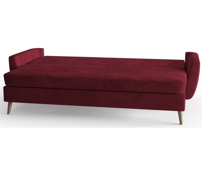 Диван-кровать Авиньон в обивке из велюра бордового цвета - лучшие Прямые диваны в INMYROOM