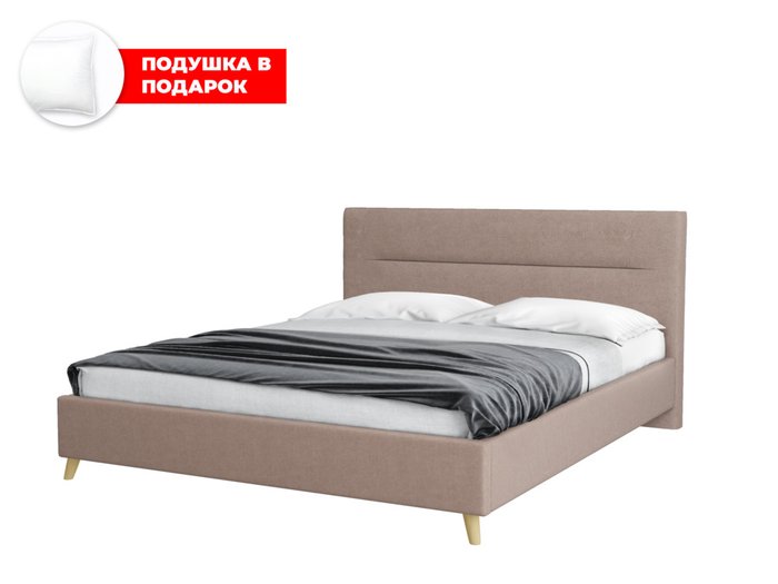 Кровать Briva 140х200 в обивке из велюра темно-бежевого цвета с подъемным механизмом Кровать Briva 140х200 в обивке из велюра темно-бежевого цвета с подъемным механизмом