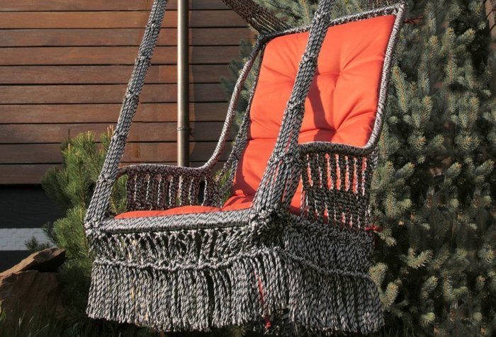 Подвесное кресло-качели Инка с подушкой бежево-коричневое