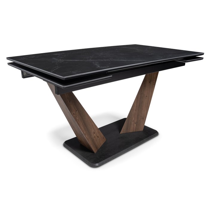 Раскладной обеденный стол Кели черно-коричневого цвета