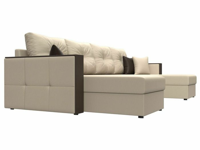 Угловой диван-кровать Валенсия бежевого цвета (экокожа)  - лучшие Угловые диваны в INMYROOM