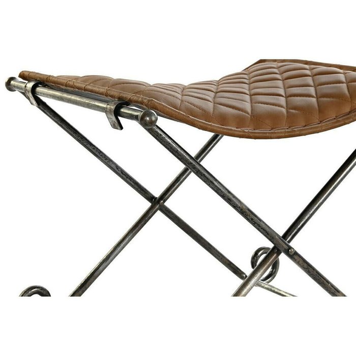 Подставка Foot-of-bed Bench Чёрный Металл Коричневый Кожа (53 x 45 x 44 cm) - лучшие Пуфы в INMYROOM