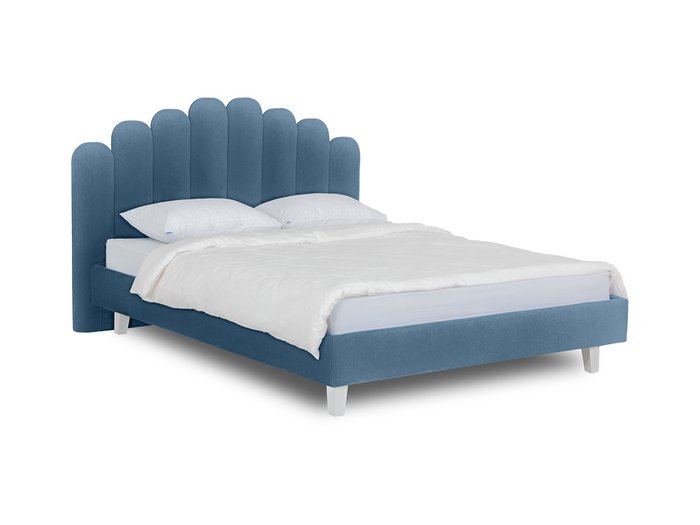 Кровать Queen Sharlotta L 160х200 синего цвета  - купить Кровати для спальни по цене 48180.0