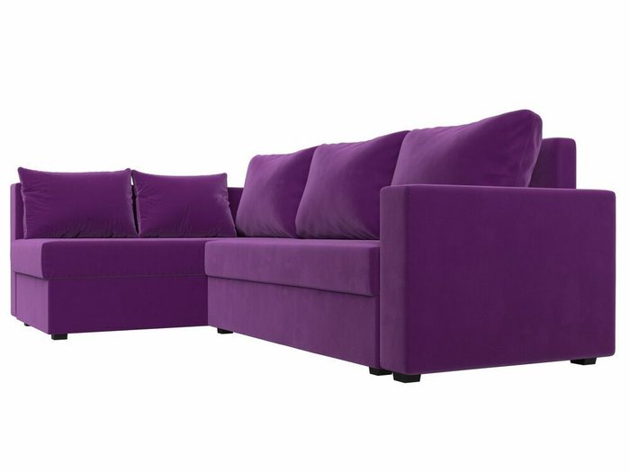 Угловой диван-кровать Мансберг фиолетового цвета левый угол - лучшие Угловые диваны в INMYROOM