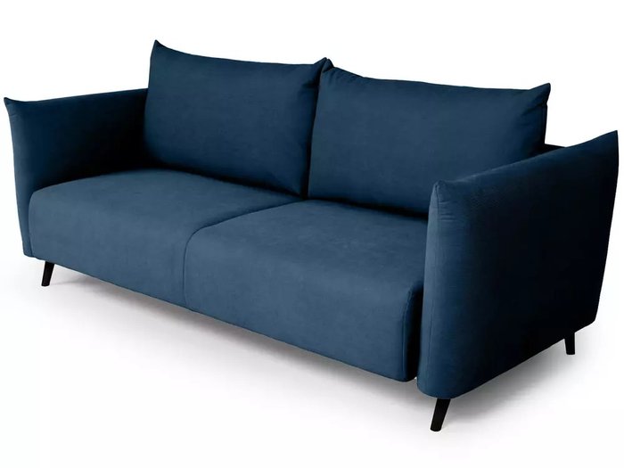 Диван-кровать Menfi темно-синего цвета с черными ножками - лучшие Прямые диваны в INMYROOM