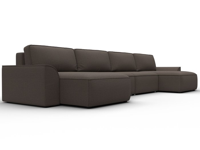 Угловой диван-кровать Лига-048 лонг коричневого цвета - лучшие Угловые диваны в INMYROOM Угловой диван-кровать Лига-048 лонг коричневого цвета - лучшие Угловые диваны в INMYROOM