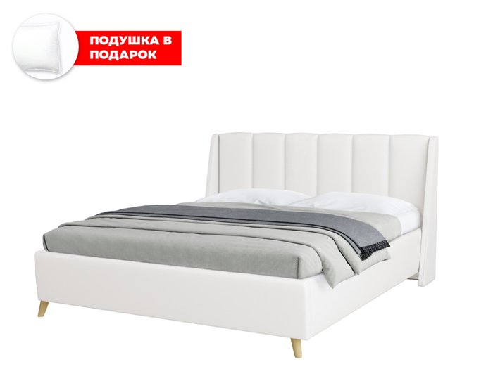 Кровать Skordia 140х200 белого цвета с подъемным механизмом Кровать Skordia 140х200 белого цвета с подъемным механизмом