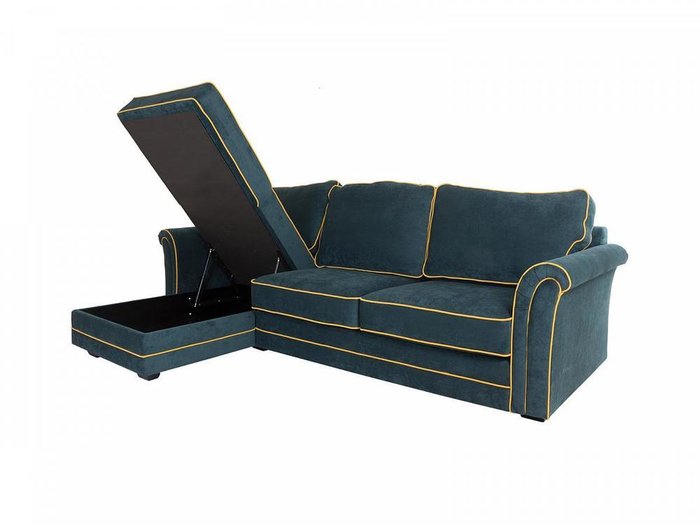 Угловой диван-кровать Sydney с оттоманкой синего цвета - лучшие Угловые диваны в INMYROOM