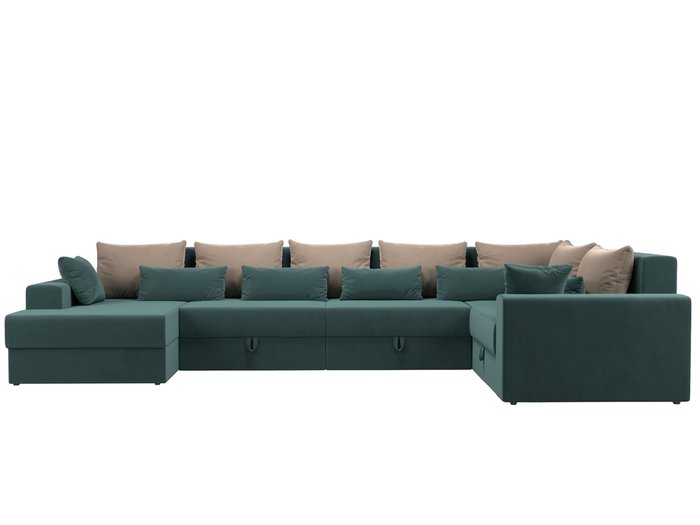 Угловой диван-кровать Мэдисон бирюзово-бежевого цвета - купить Угловые диваны по цене 93300.0