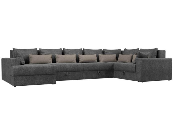 Угловой диван-кровать Мэдисон серо-бежевого цвета правый угол