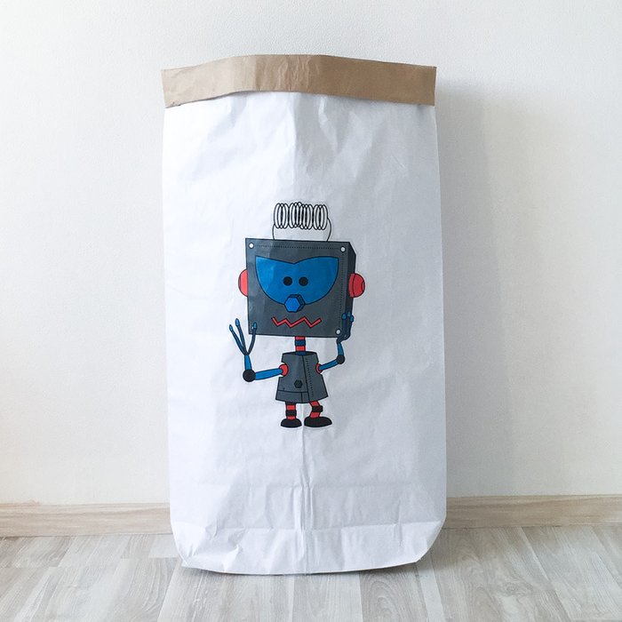 Эко-мешок для игрушек из крафт бумаги Robot Teodor