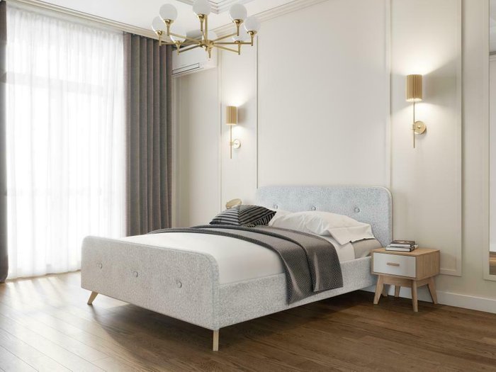 Кровать Сиерра 140х200 светло-серого цвета без подъемного механизма - купить Кровати для спальни по цене 27980.0