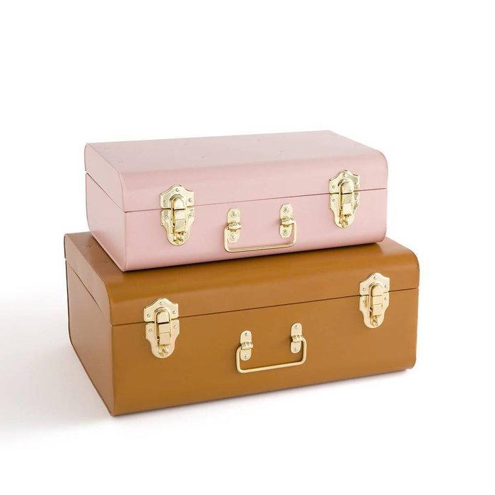 Комплект из двух чемоданчиков из металла Masa розово-коричневого цвета