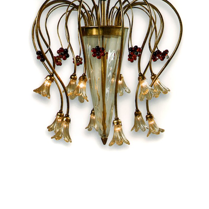 Подвесной светильник Nuova Montart из металла золотого цвета со стеклянным конусообразным плафоном