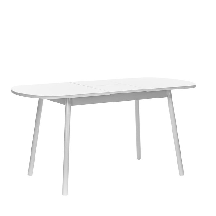 Раздвижной обеденный стол Мидел белого цвета - лучшие Обеденные столы в INMYROOM