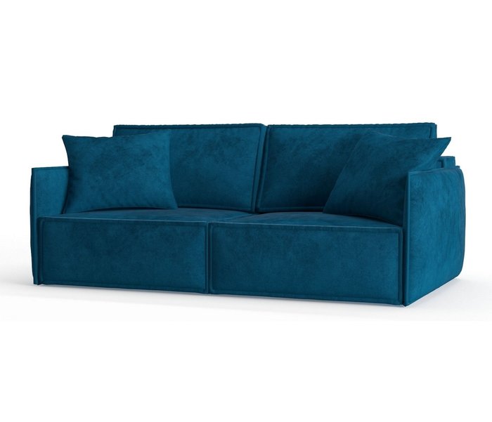 Диван-кровать из рогожки Лортон синего цвета