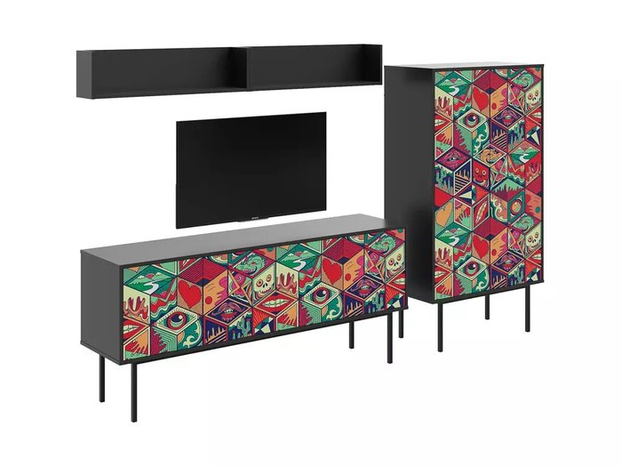 Композиция Boho Color 6 с цветным фасадом на металлических ножках - купить Гостиные гарнитуры по цене 88100.0